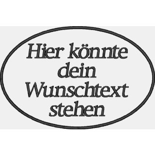 Aufnäher oval Wunschtext 12x8 cm